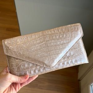 Judith Leiber Crocodile Flat Envelope - Nude